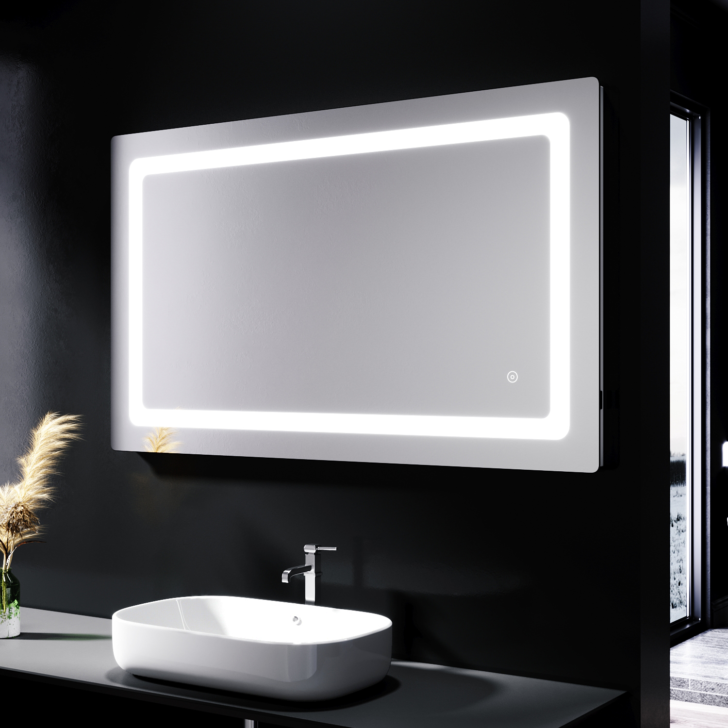 Illuminated Bathroom Mirror with LED Touch Demister Shaver Socket 1000
